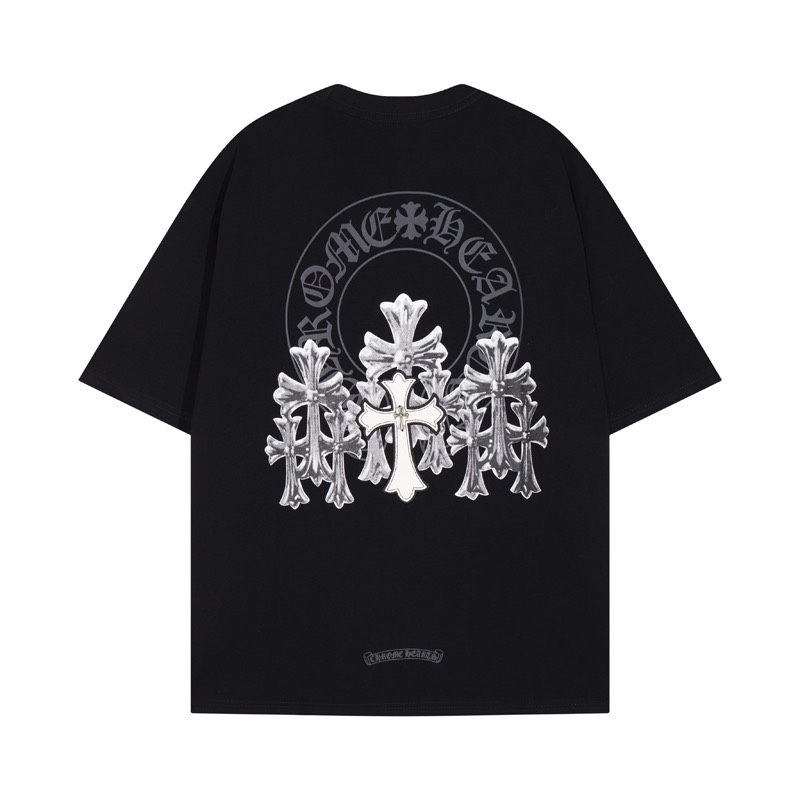 高版本Chrome Hearts克罗心 马蹄十字刺绣皮标短袖