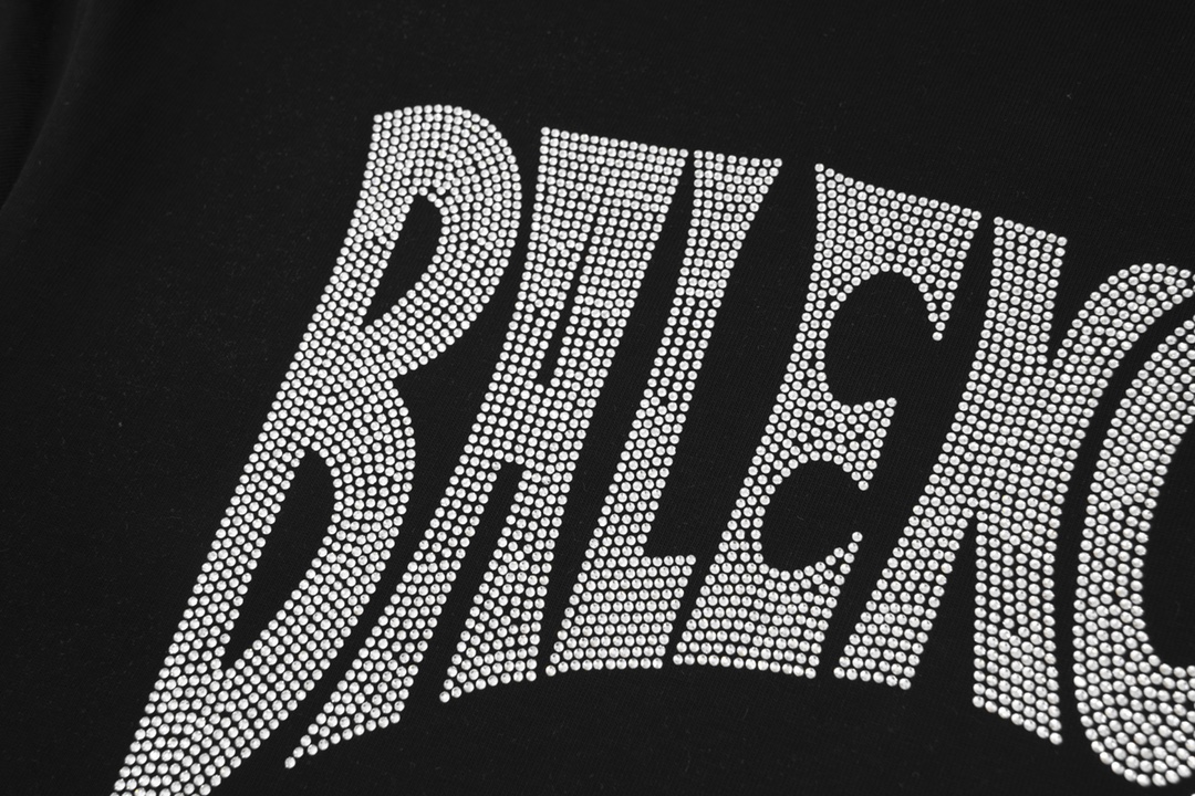 高版本BALENCIAGA/巴黎世家 烫钻字母印花短袖T恤
