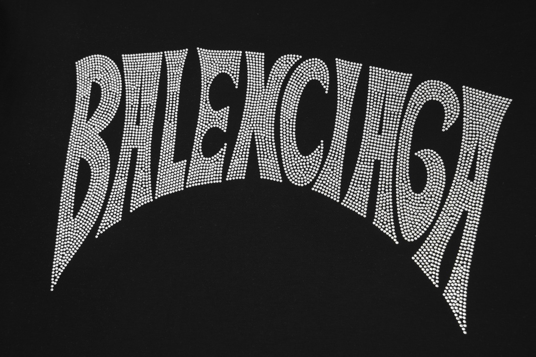 高版本BALENCIAGA/巴黎世家 烫钻字母印花短袖T恤