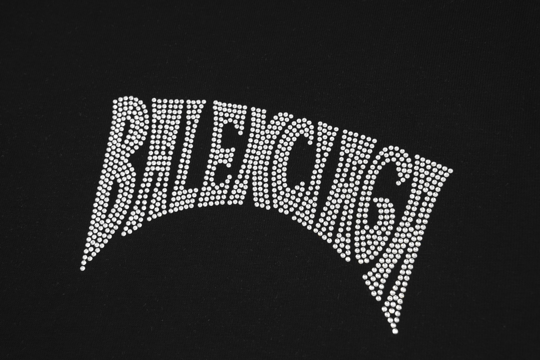 高版本BALENCIAGA/巴黎世家 烫钻字母印花短袖T恤