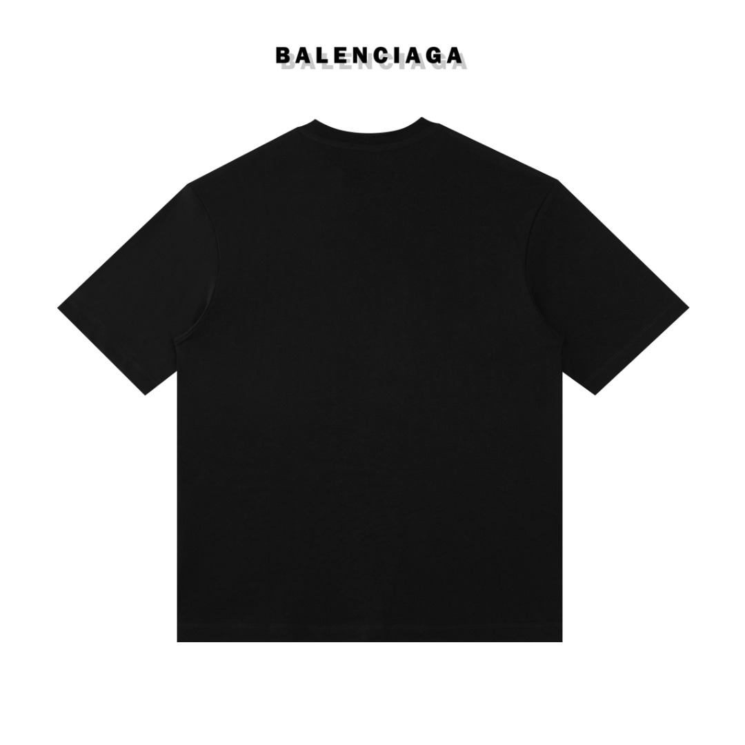 高版本BALENCIAGA/巴黎世家 烫钻字母印花短袖T恤