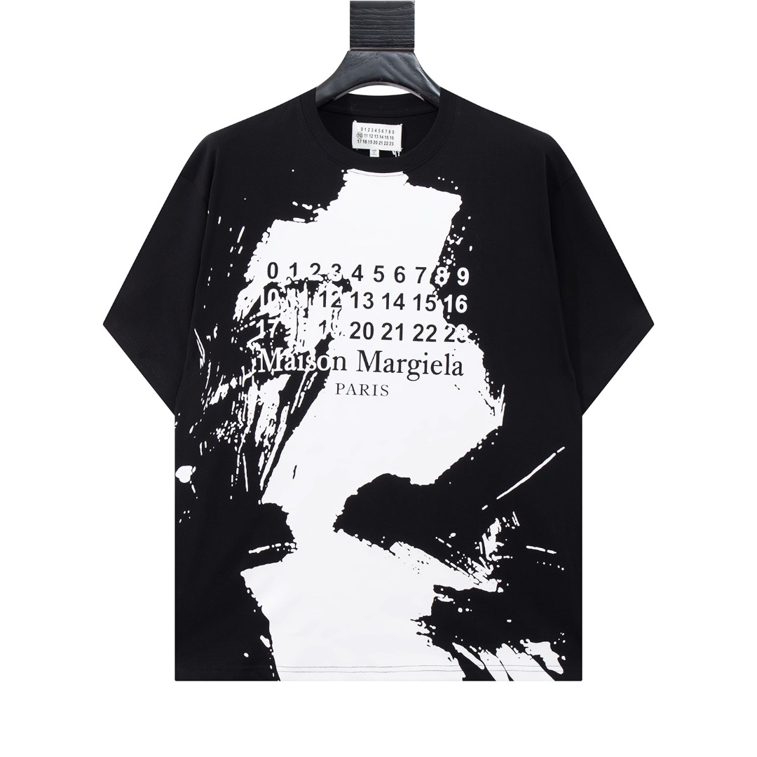 高版本MaisonMargiela/马吉拉 黑白泼墨涂鸦短袖