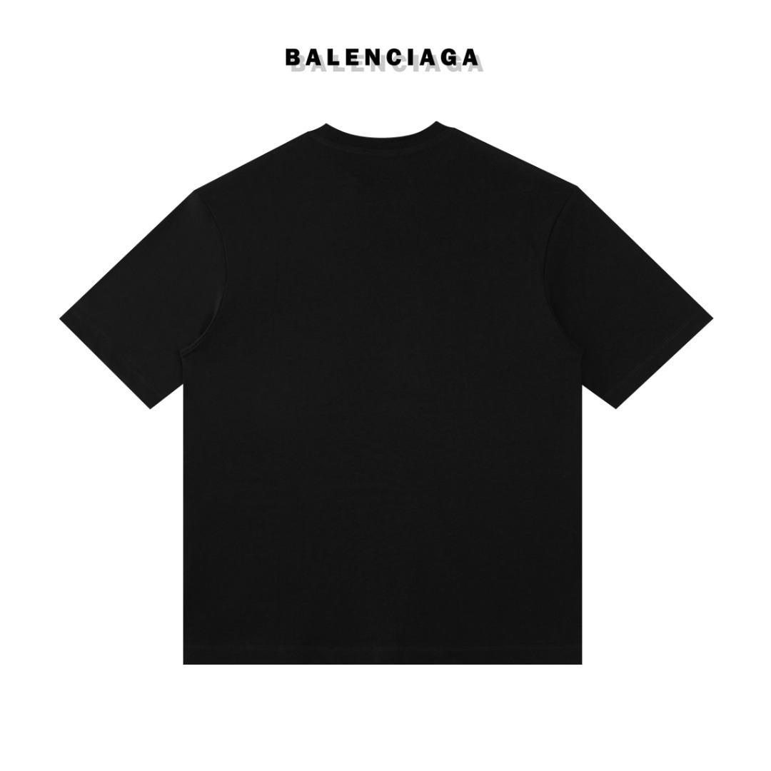 高版本BALENCIAGA/巴黎世家 烫钻字母印花短袖T恤