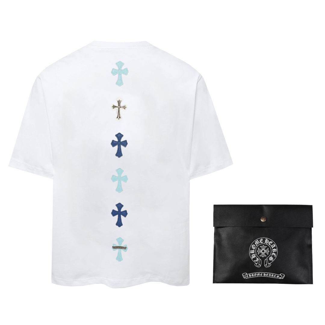 高版本Chrome Hearts克罗心 贴皮十字刺绣串标短袖