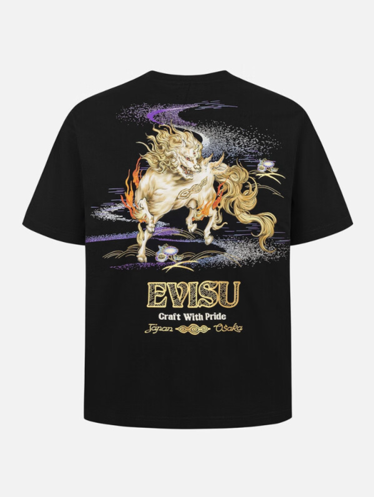 高版本Evisu福神 神兽白泽系列印花短袖