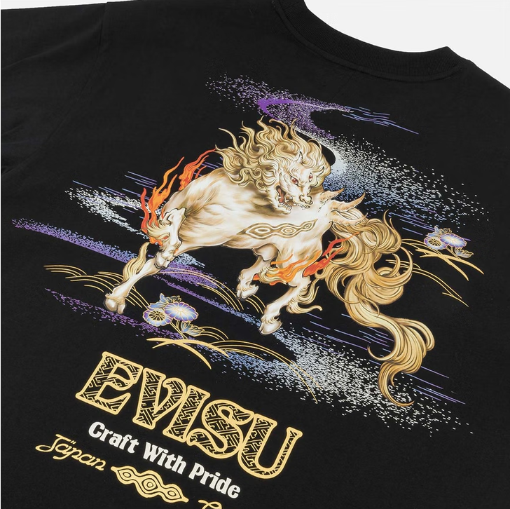 高版本Evisu福神 神兽白泽系列印花短袖