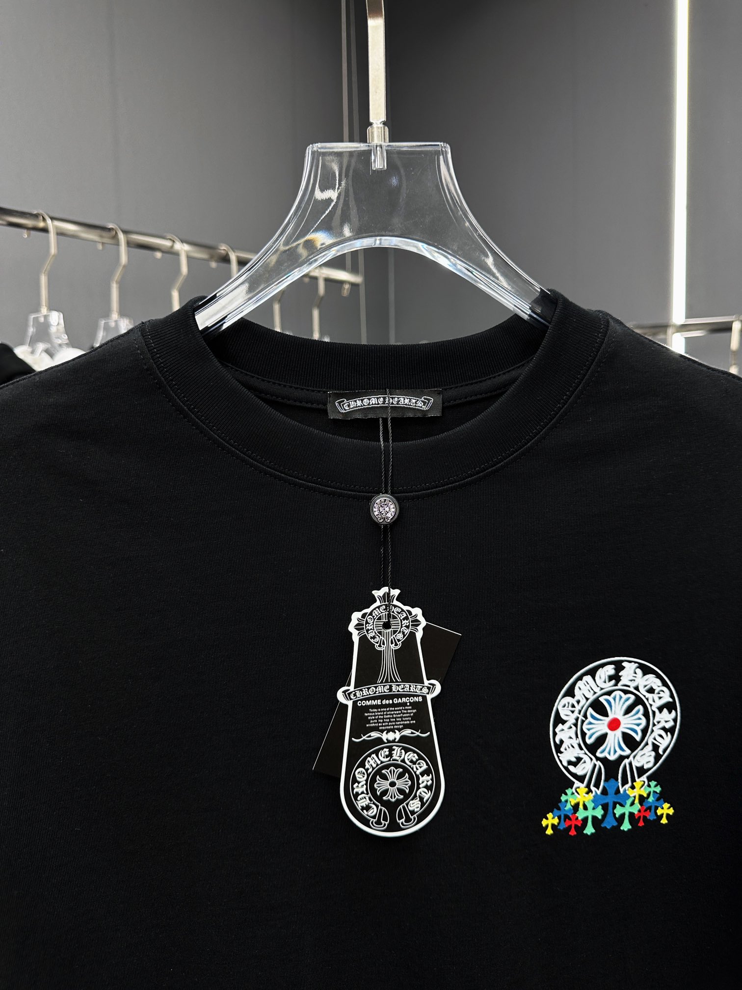 高版本Chrome Hearts 克罗心多彩重叠马蹄十字印花短袖