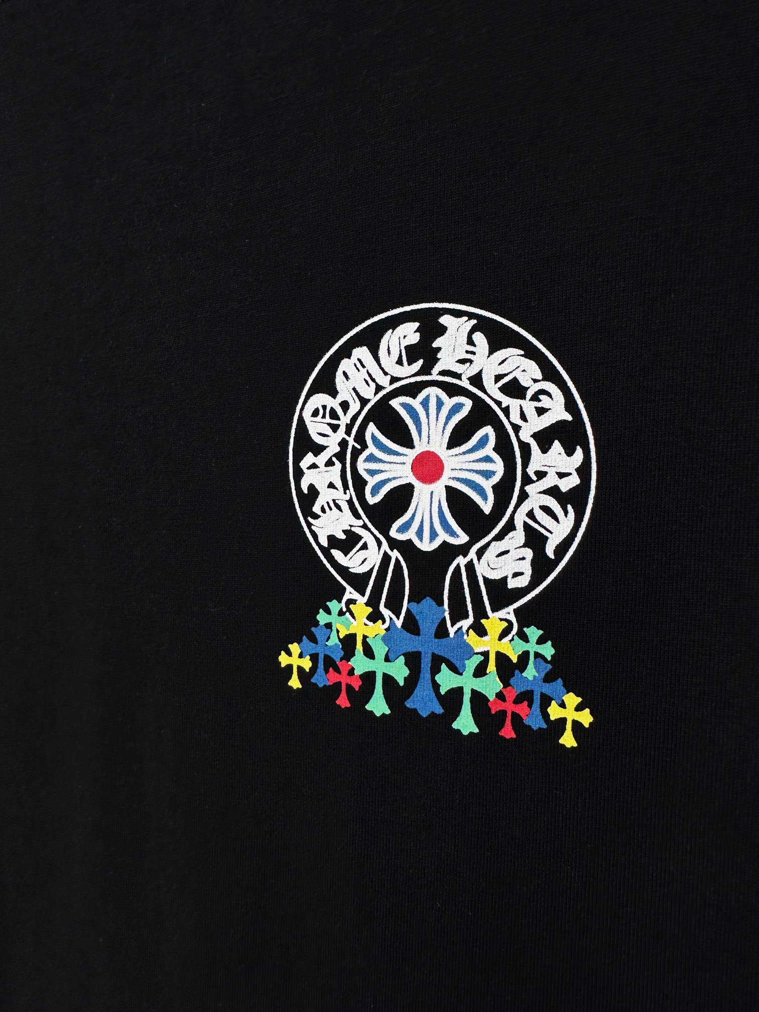 高版本Chrome Hearts 克罗心多彩重叠马蹄十字印花短袖