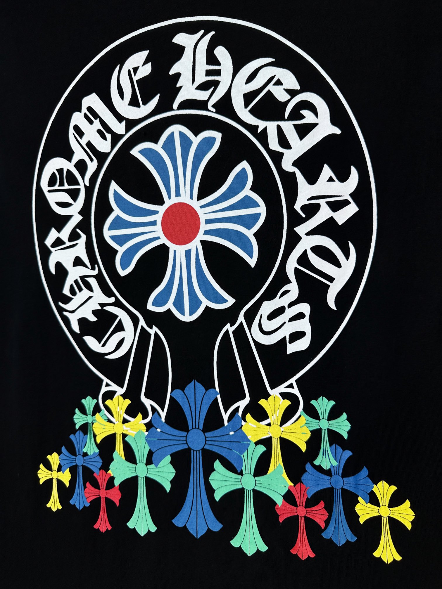 高版本Chrome Hearts 克罗心多彩重叠马蹄十字印花短袖