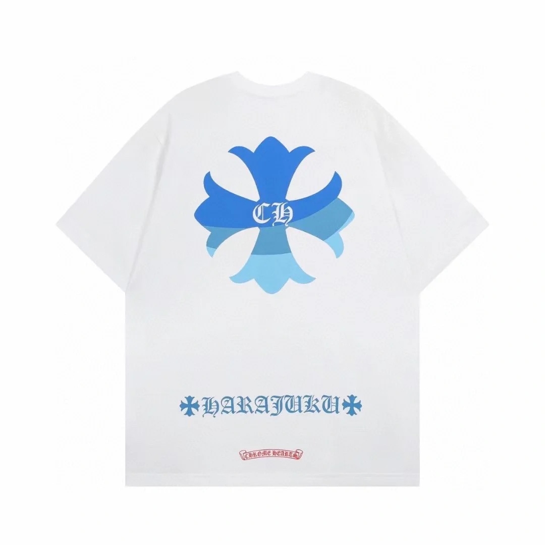 高版本Chrome Hearts克罗心 蓝色渐变十字印花短袖