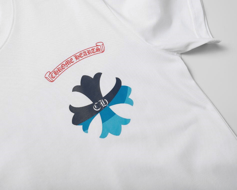 高版本Chrome Hearts克罗心 蓝色渐变十字印花短袖