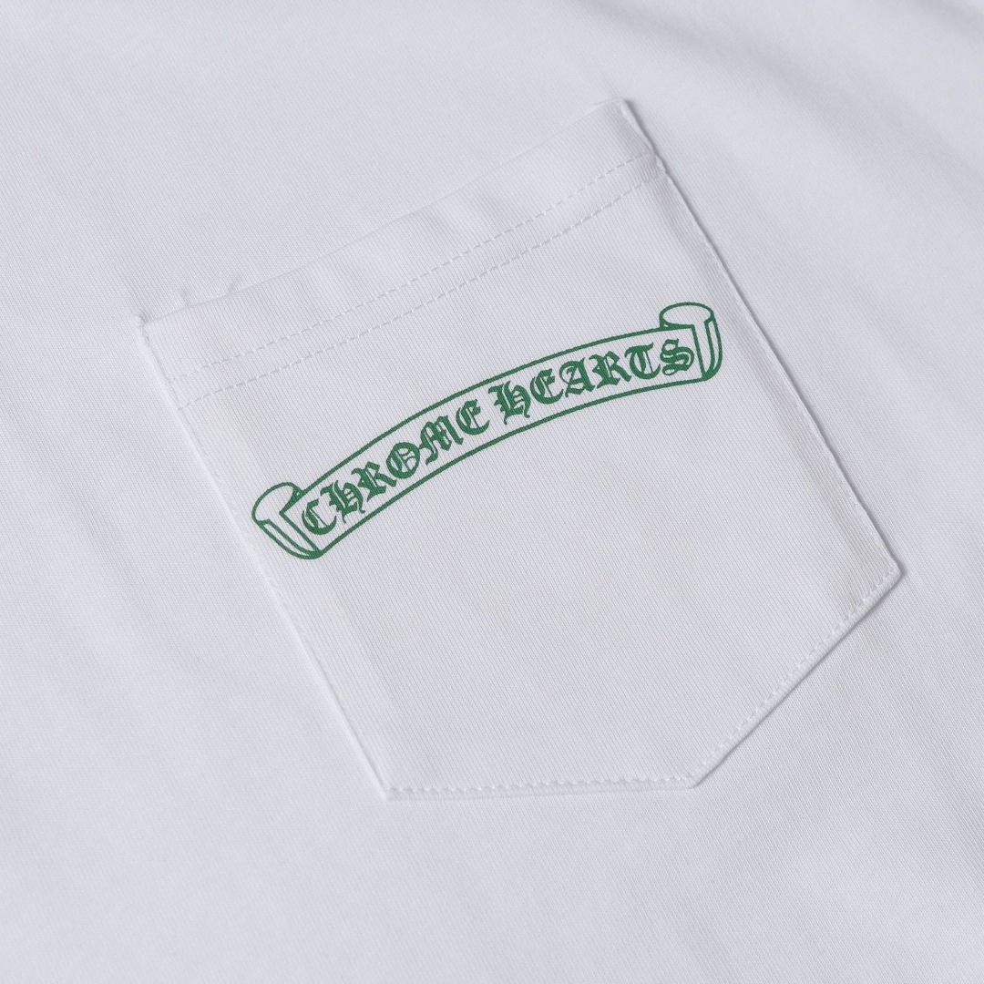 高版本Chrome Hearts 克罗心荧光绿重叠十字印花短袖