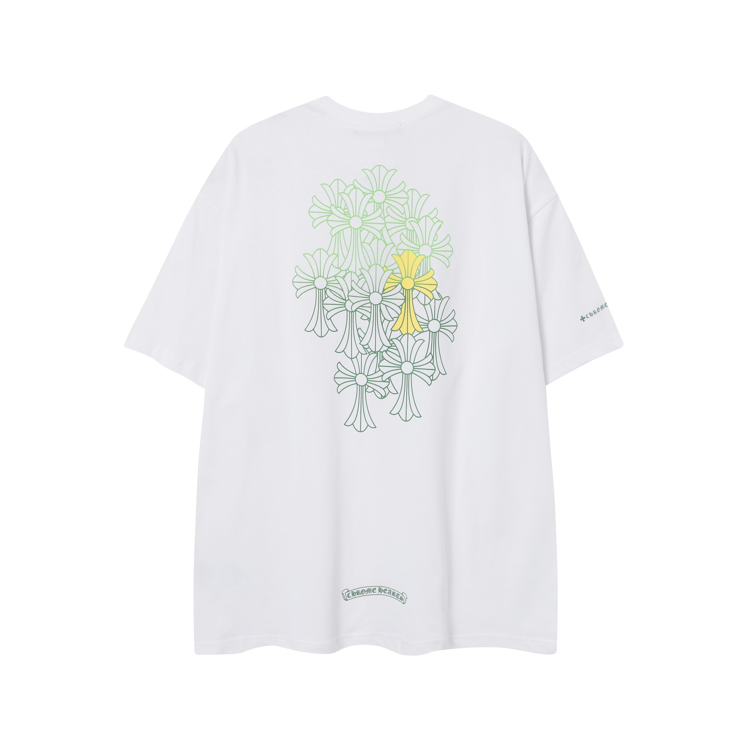 高版本Chrome Hearts 克罗心荧光绿重叠十字印花短袖