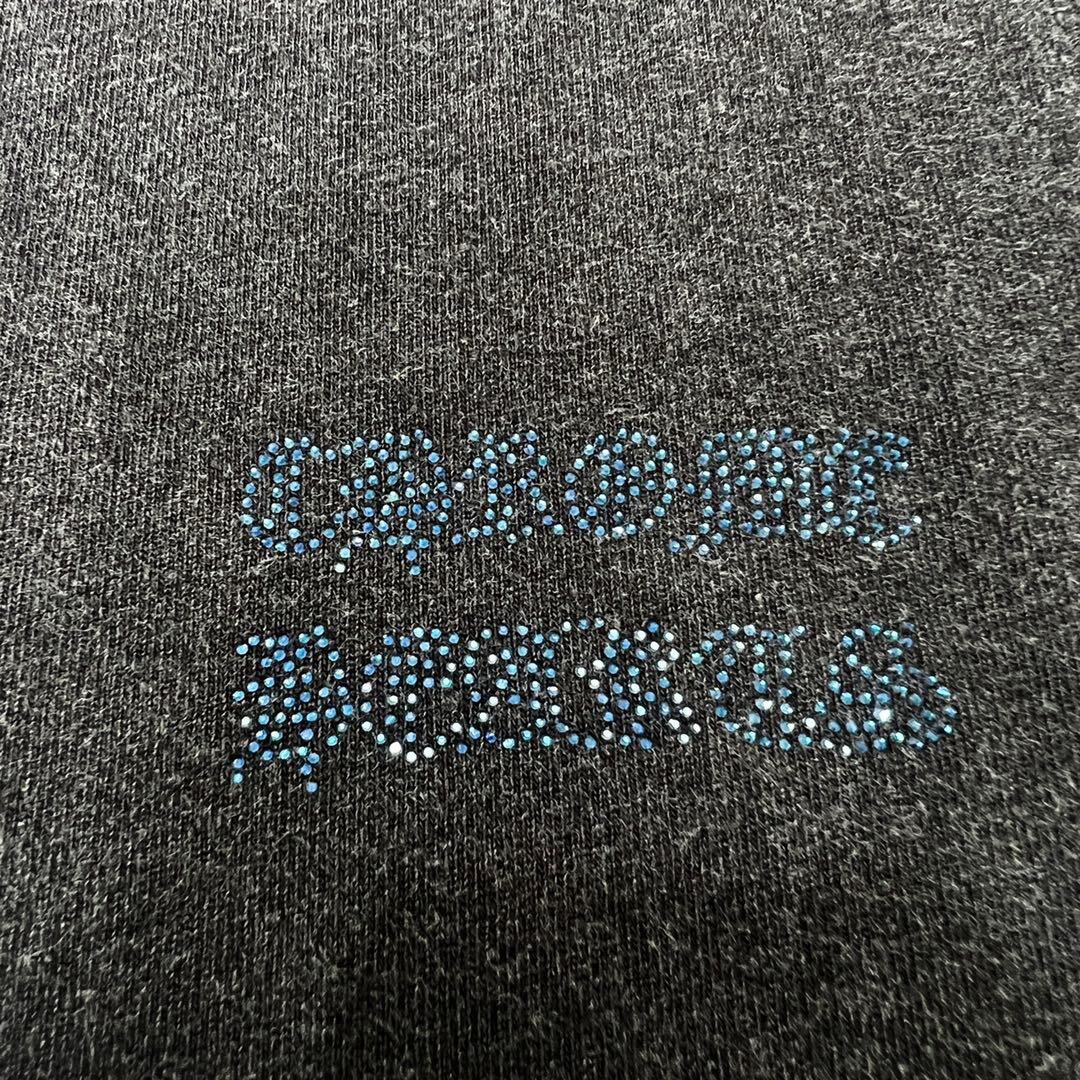 高版本Chrome Hearts克罗心 渐变烫钻梵文洗水做旧短袖