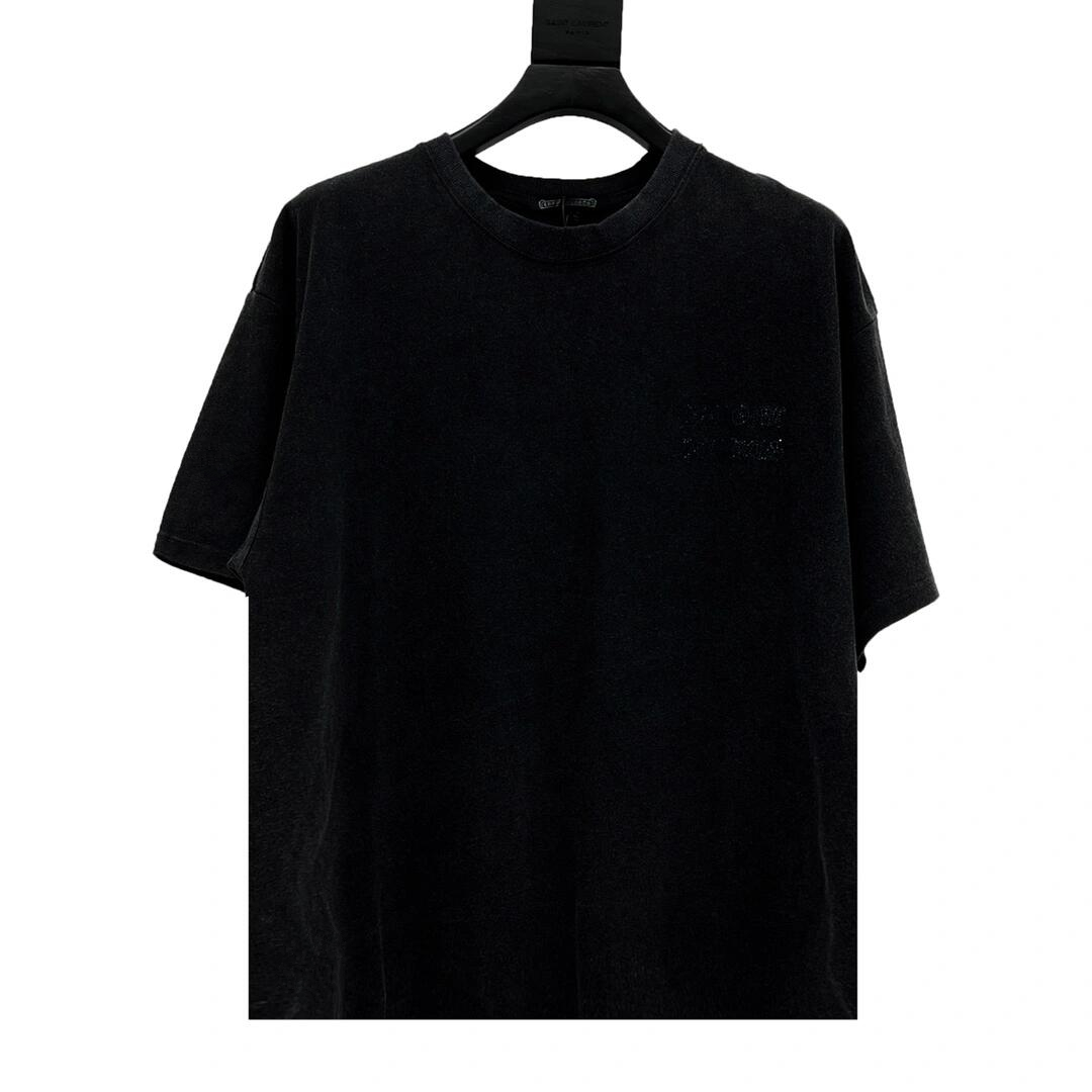 高版本Chrome Hearts克罗心 渐变烫钻梵文洗水做旧短袖