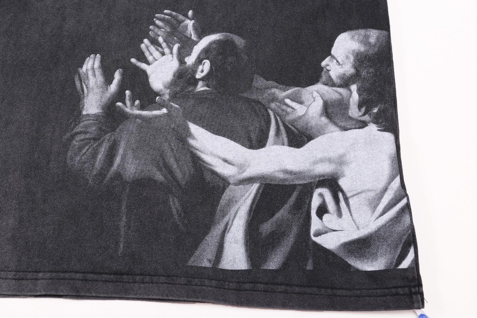 高版本OFF-WHITE 宗教圣母油画印花水洗做旧短袖