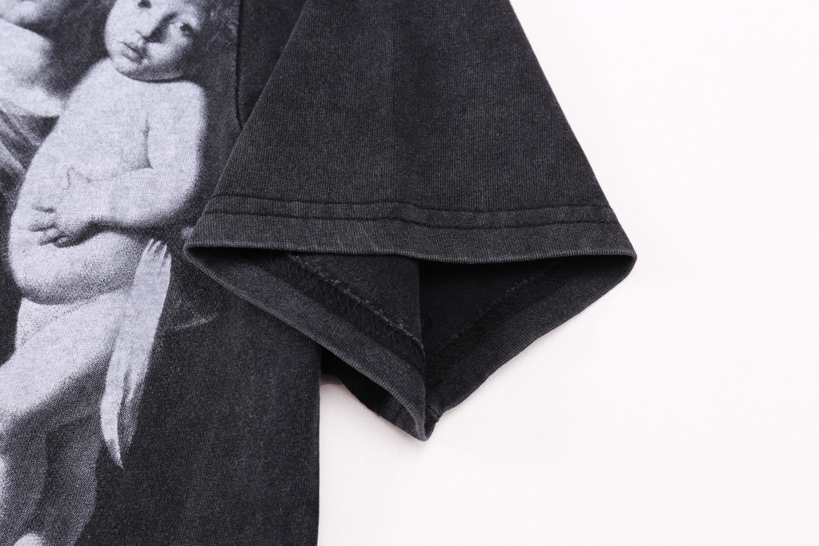 高版本OFF-WHITE 宗教圣母油画印花水洗做旧短袖