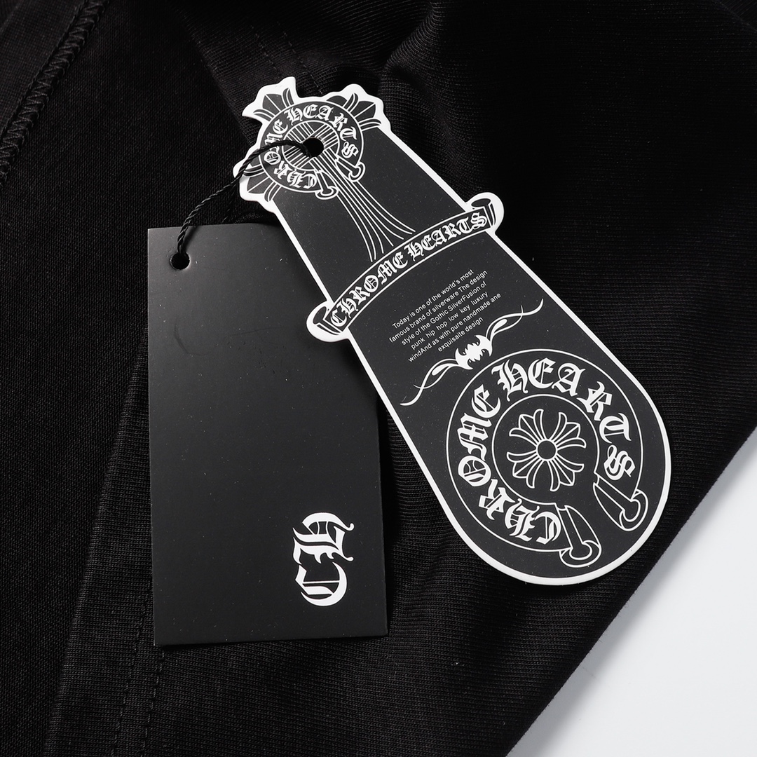 高版本Chrome Hearts克罗心 刺绣皮标马蹄十字短袖