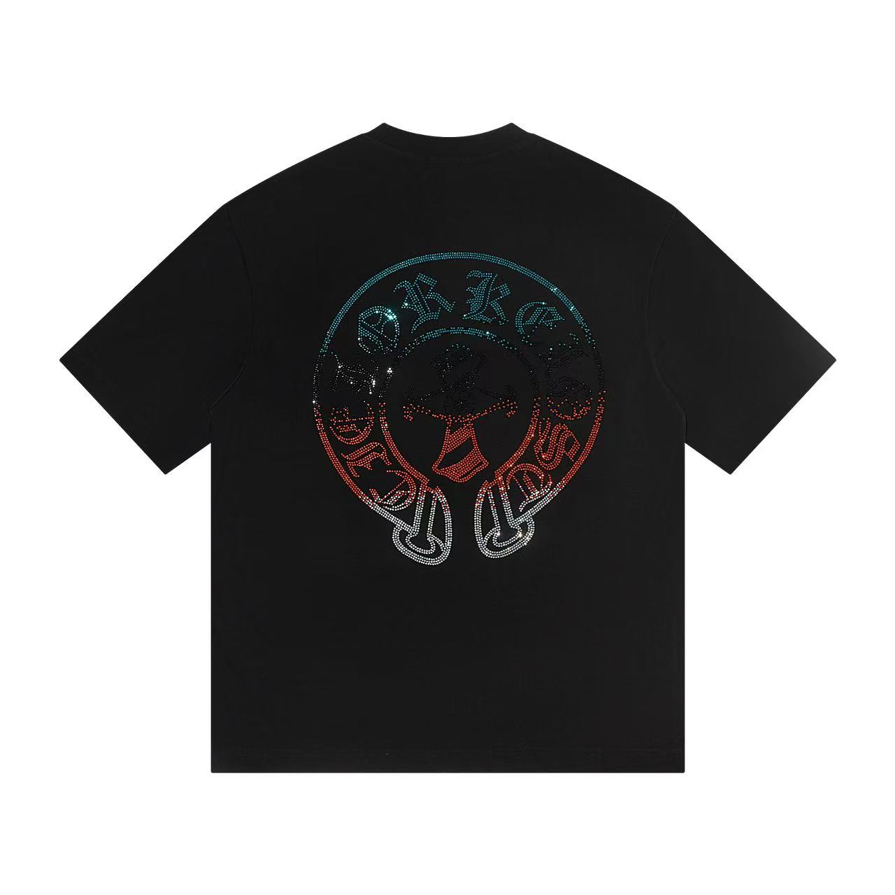 高版本Chrome Hearts克罗心 渐变色马蹄烫钻短袖