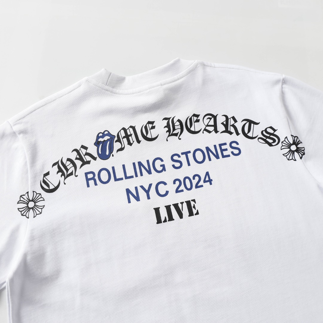 高版本Chrome Hearts克罗心 x 滚石联名款纽约限定梵文印花短袖