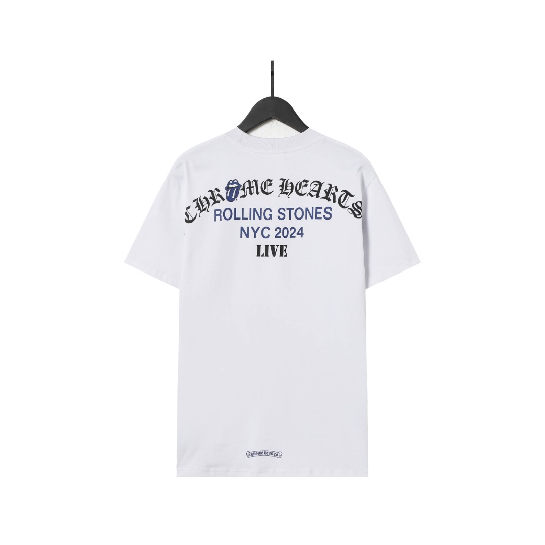 高版本Chrome Hearts克罗心 x 滚石联名款纽约限定梵文印花短袖