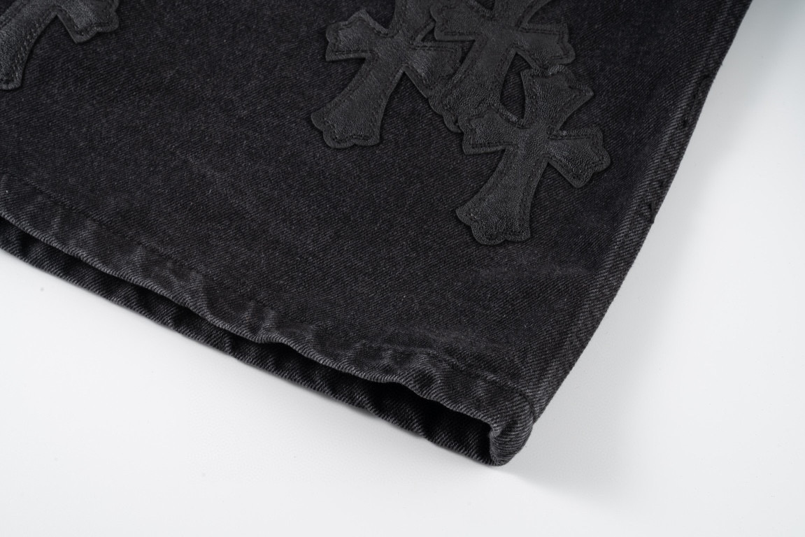 高版本Chrome Hearts克罗心 暗黑皮标十字水洗牛仔外套