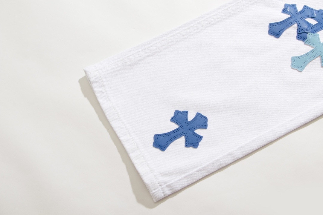 高版本Chrome Hearts克罗心 迈阿密限定蓝皮标十字牛仔裤