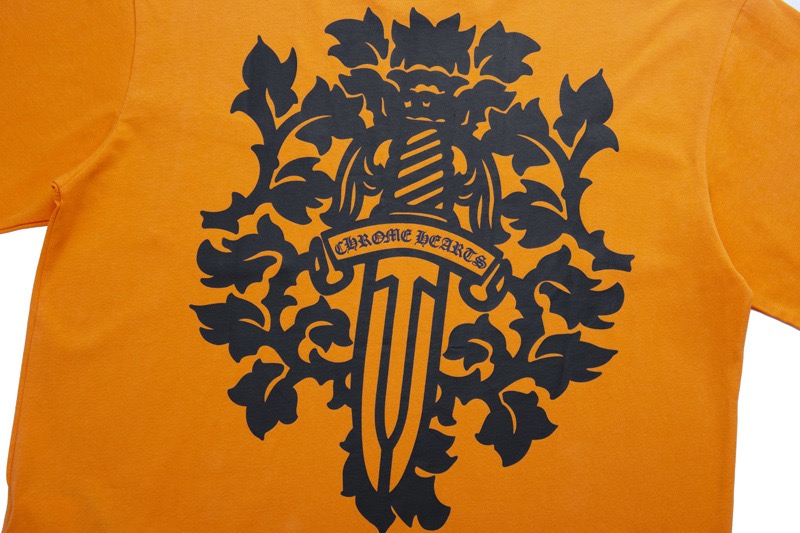 高版本Chrome Hearts克罗心 橙色宝剑印花短袖
