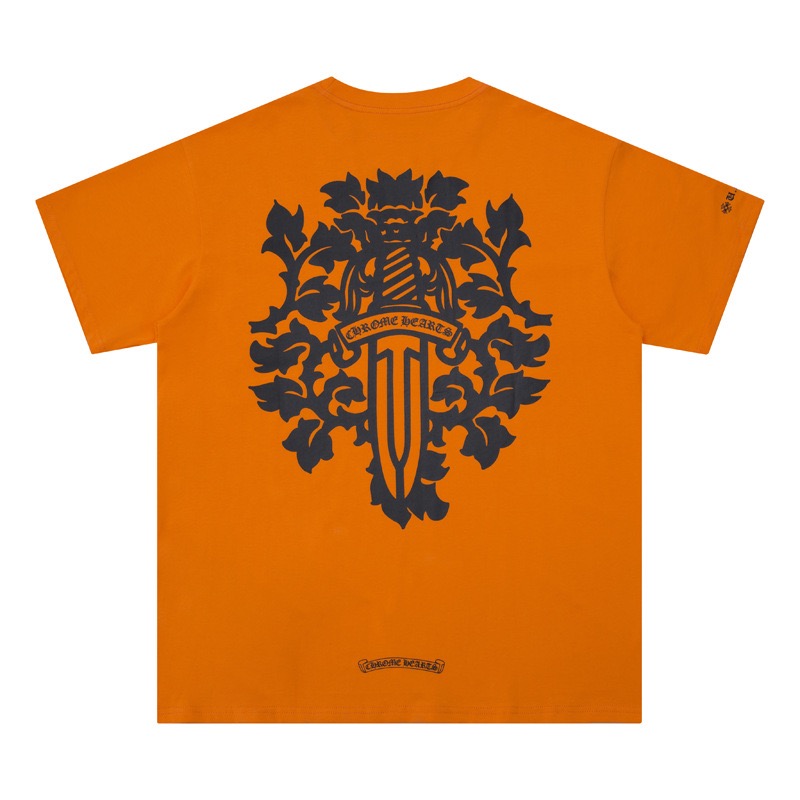 高版本Chrome Hearts克罗心 橙色宝剑印花短袖