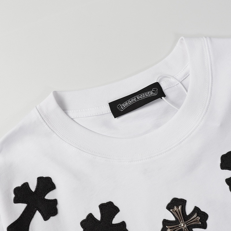 高版本Chrome Hearts克罗心 十字贴皮银饰刺绣短袖