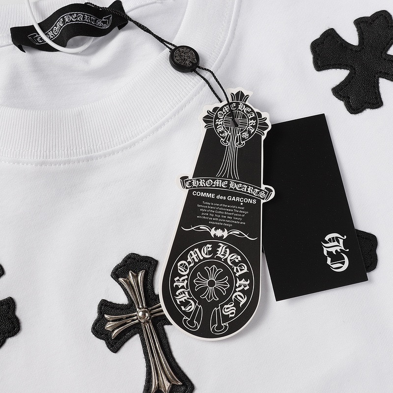 高版本Chrome Hearts克罗心 十字贴皮银饰刺绣短袖