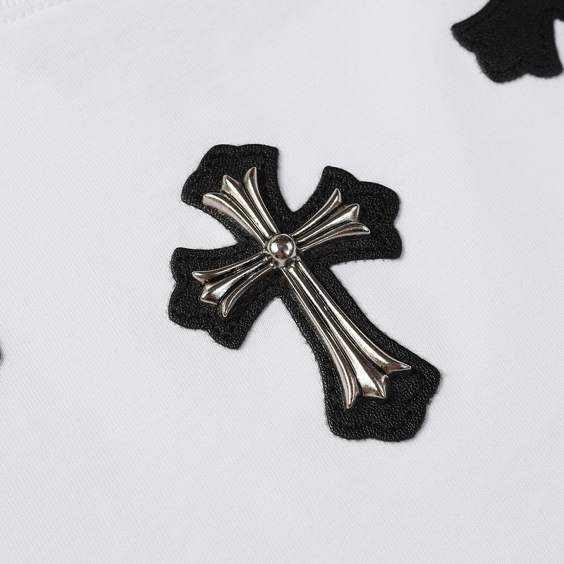 高版本Chrome Hearts克罗心 十字贴皮银饰刺绣短袖