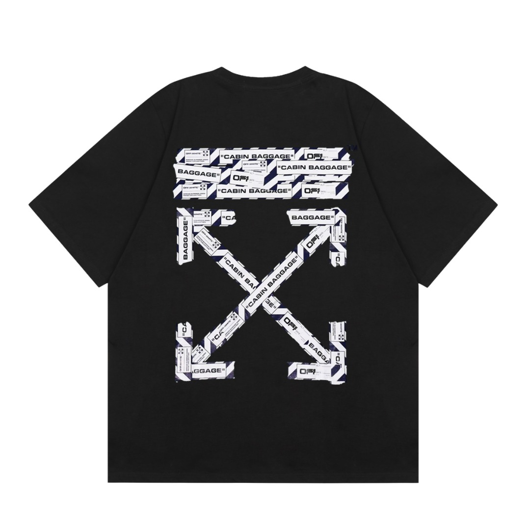高版本OFF-WHITE 20ss 机场胶带警戒线箭头短袖T恤