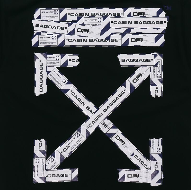 高版本OFF-WHITE 20ss 机场胶带警戒线箭头短袖T恤