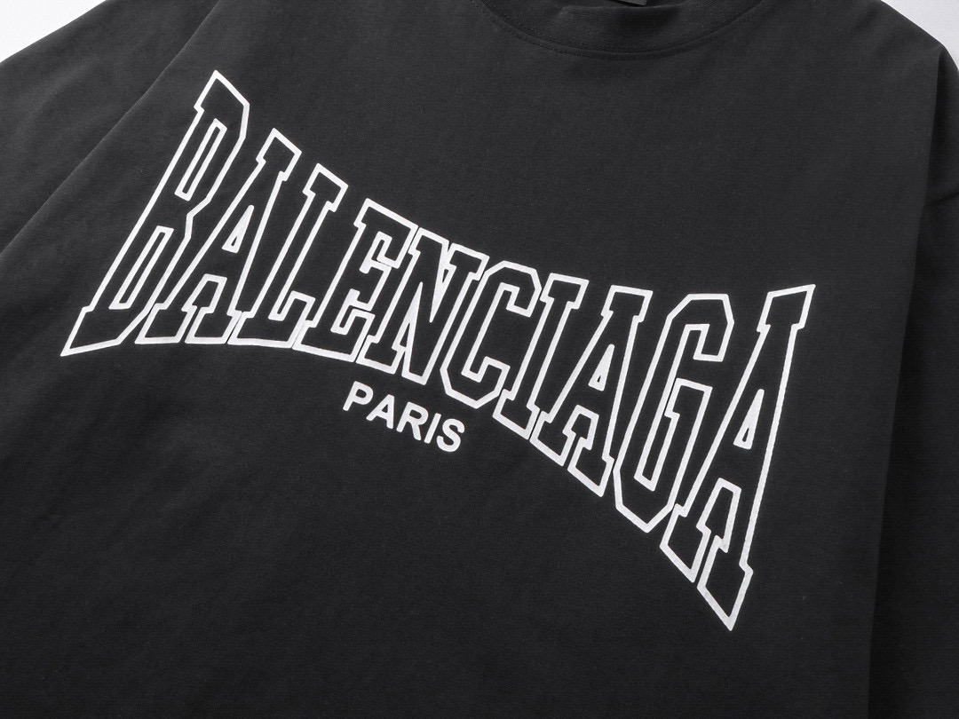 高版本BALENCIAGA/巴黎世家 25ss龟裂字母印花短袖T恤