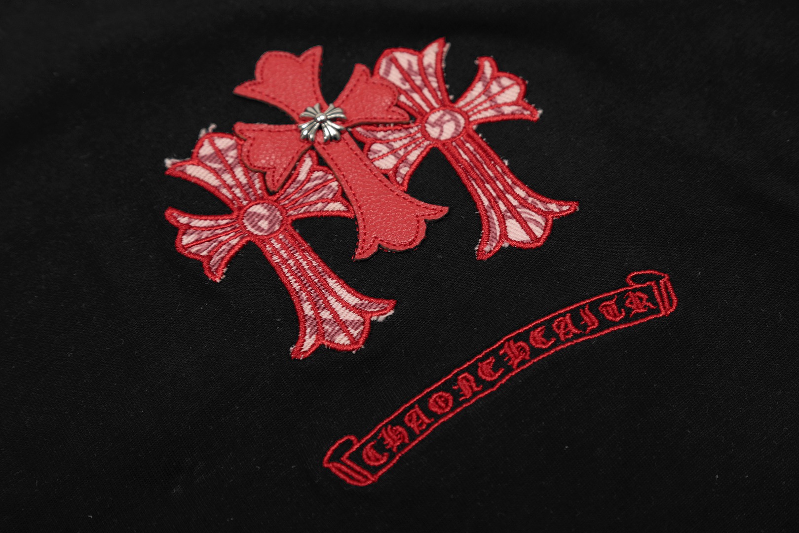 高版本Chrome Hearts克罗心 贴布刺绣马蹄十字短袖