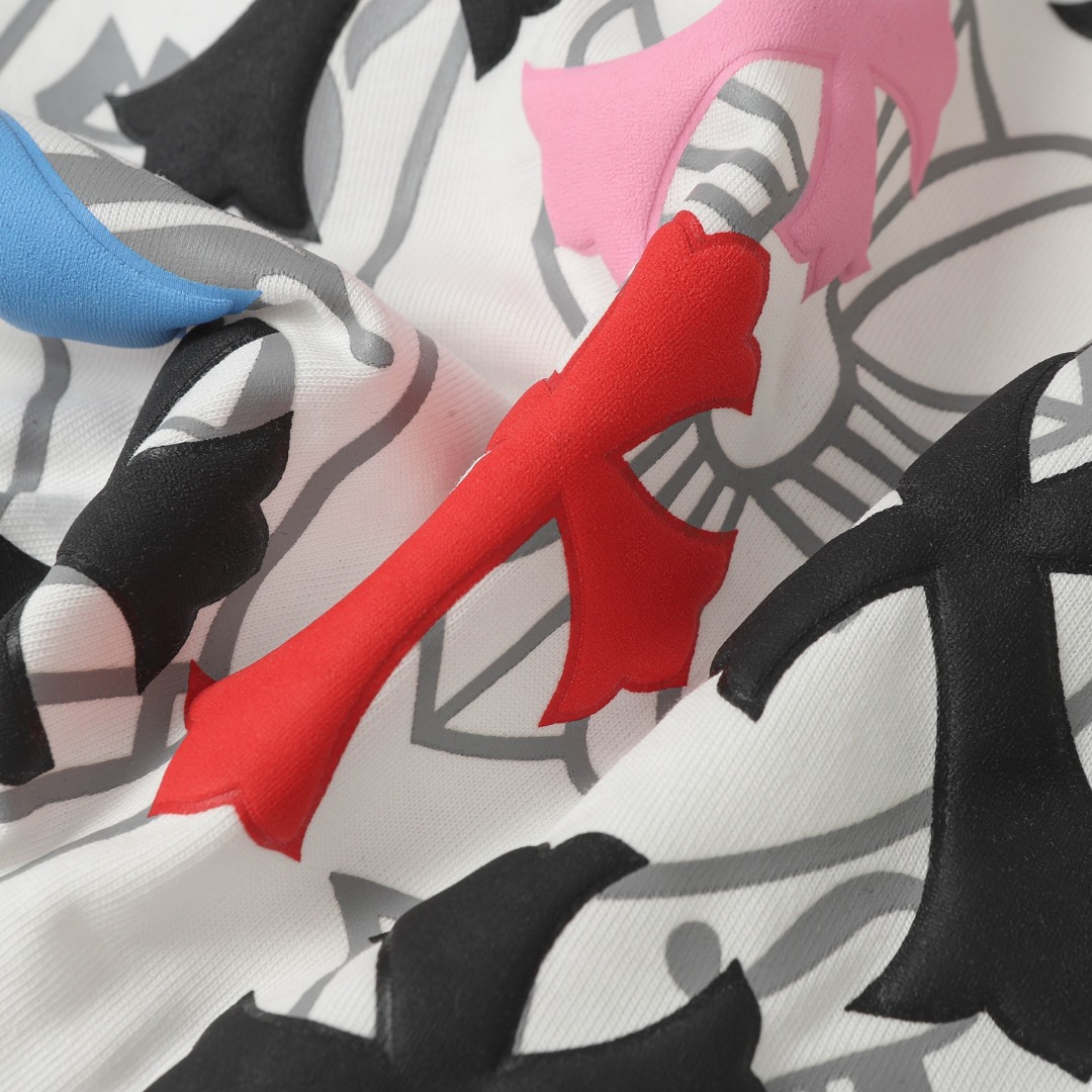 高版本Chrome Hearts克罗心 七彩十字印花短袖-Chinese UA Cheap High Quatity Brand Clothes Bags handbags Sneakers wholesale wholesaler seller from China Factory suppliers Fashion Clothing Shoes best Quality Beautiful Price 高版本Chrome Hearts克罗心 七彩十字印花短袖