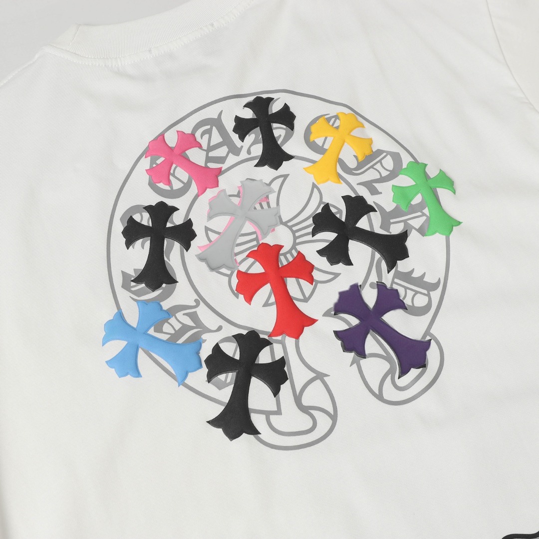 高版本Chrome Hearts克罗心 七彩十字印花短袖-Chinese UA Cheap High Quatity Brand Clothes Bags handbags Sneakers wholesale wholesaler seller from China Factory suppliers Fashion Clothing Shoes best Quality Beautiful Price 高版本Chrome Hearts克罗心 七彩十字印花短袖