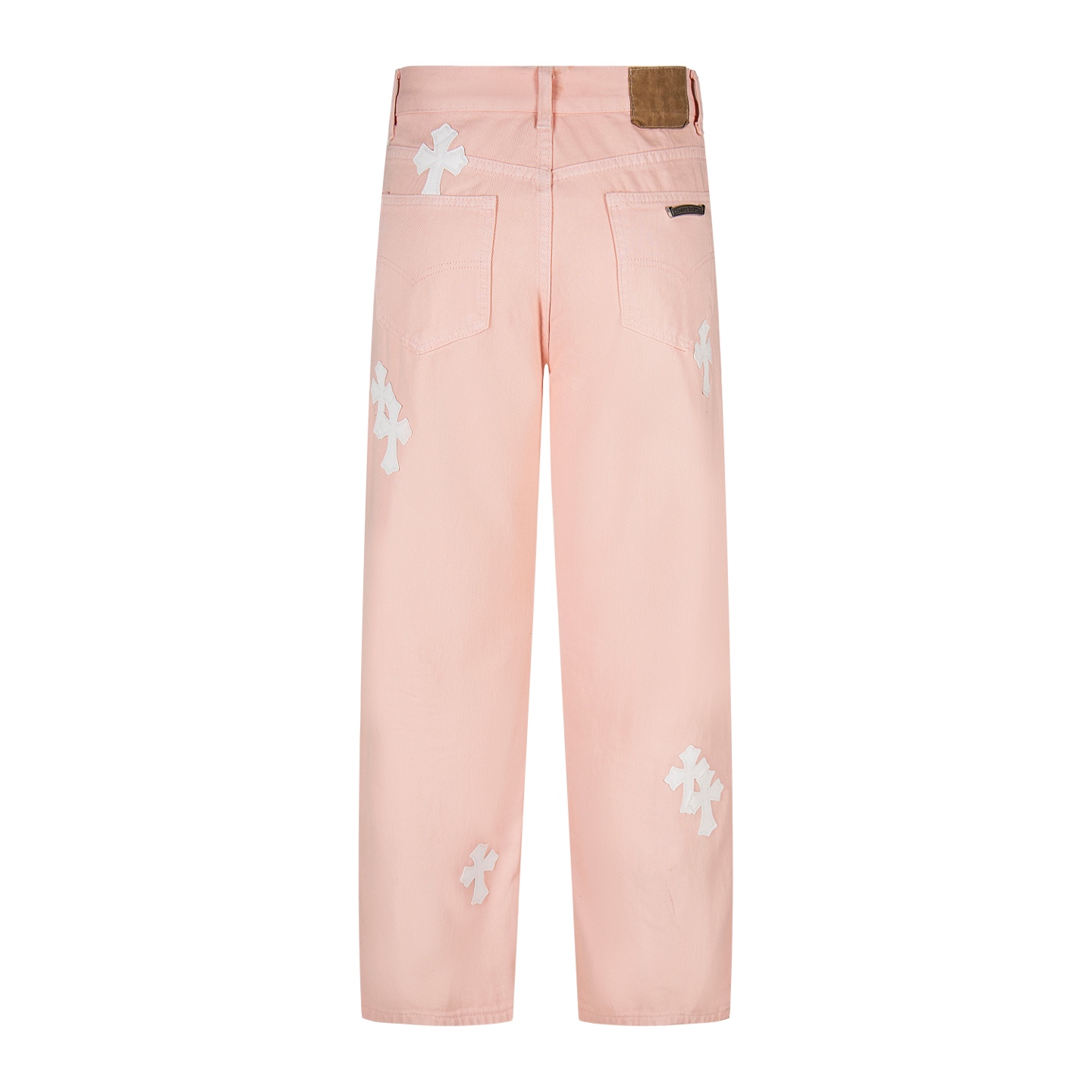 高版本Chrome Hearts克罗心 多巴胺配色浅粉皮标十字牛仔裤-Chinese UA Cheap High Quatity Brand Clothes Bags handbags Sneakers wholesale wholesaler seller from China Factory suppliers Fashion Clothing Shoes best Quality Beautiful Price 高版本Chrome Hearts克罗心 多巴胺配色浅粉皮标十字牛仔裤