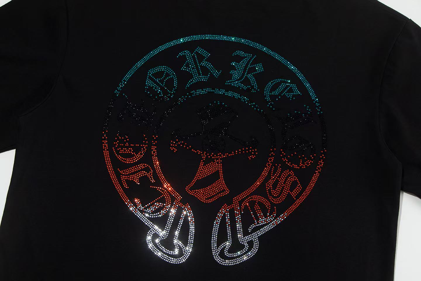 高版本Chrome Hearts克罗心 渐变色马蹄烫钻短袖