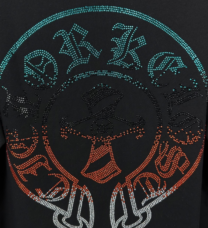 高版本Chrome Hearts克罗心 渐变色马蹄烫钻短袖