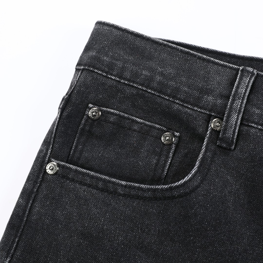 高版本Chrome hearts克罗心 鬼脸牛王满十字做旧牛仔裤