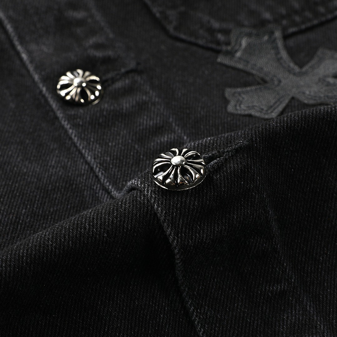 高版本Chrome Hearts克罗心 暗黑皮标十字水洗牛仔衬衫外套-Chinese UA Cheap High Quatity Brand Clothes Bags handbags Sneakers wholesale wholesaler seller from China Factory suppliers Fashion Clothing Shoes best Quality Beautiful Price 高版本Chrome Hearts克罗心 暗黑皮标十字水洗牛仔衬衫外套