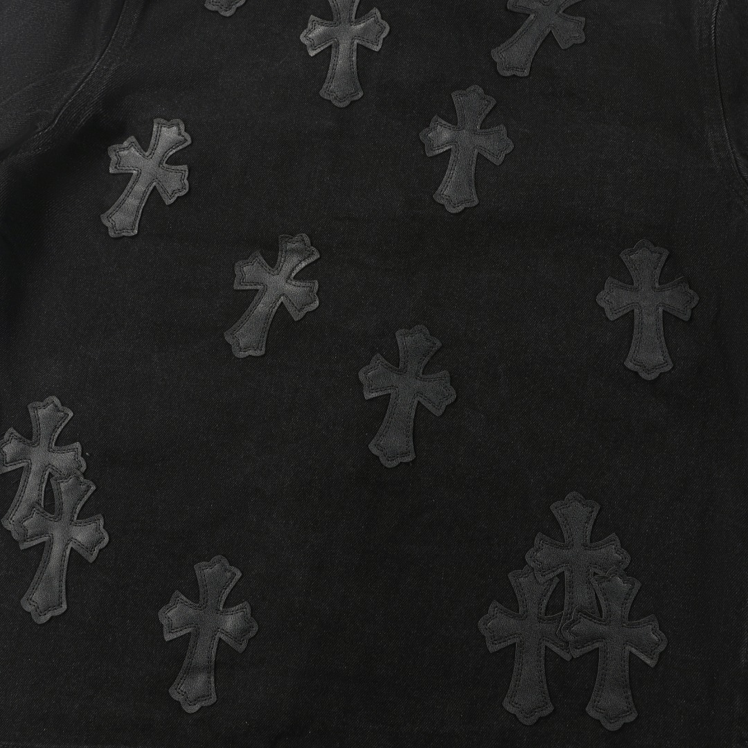 高版本Chrome Hearts克罗心 暗黑皮标十字水洗牛仔衬衫外套-Chinese UA Cheap High Quatity Brand Clothes Bags handbags Sneakers wholesale wholesaler seller from China Factory suppliers Fashion Clothing Shoes best Quality Beautiful Price 高版本Chrome Hearts克罗心 暗黑皮标十字水洗牛仔衬衫外套