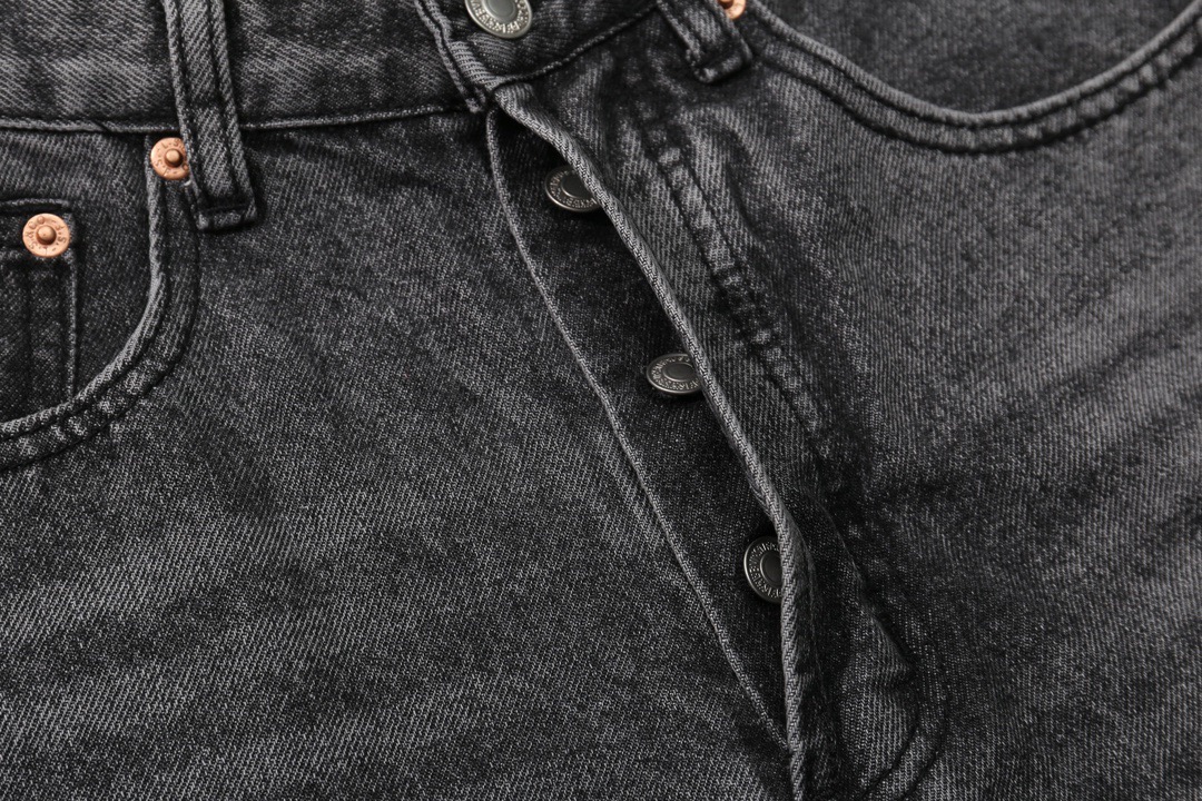 高版本Chrome hearts克罗心 x Gallery Dept 联名皮标十字拼接微喇牛仔裤