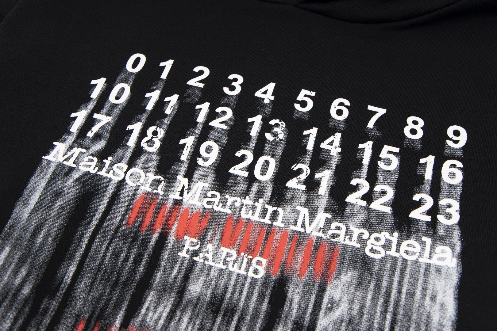 高版本MaisonMargiela/马吉拉 重影数字印花连帽卫衣