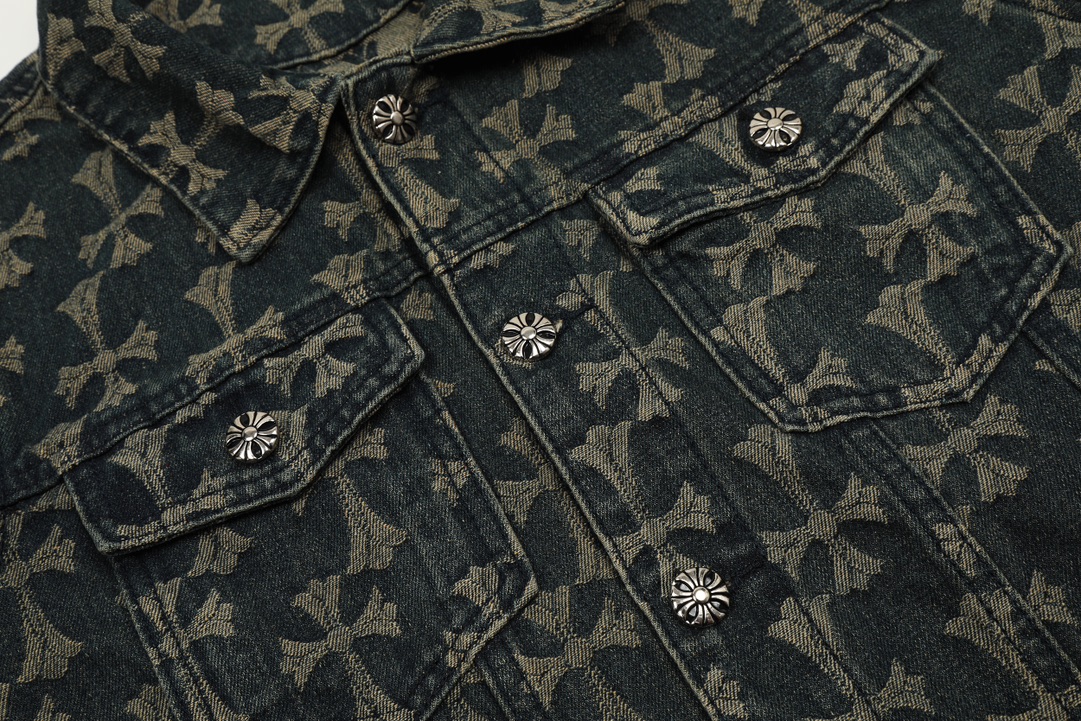 高版本Chrome Hearts克罗心 提花满印十字牛仔外套-Chinese UA Cheap High Quatity Brand Clothes Bags handbags Sneakers wholesale wholesaler seller from China Factory suppliers Fashion Clothing Shoes best Quality Beautiful Price 高版本Chrome Hearts克罗心 提花满印十字牛仔外套