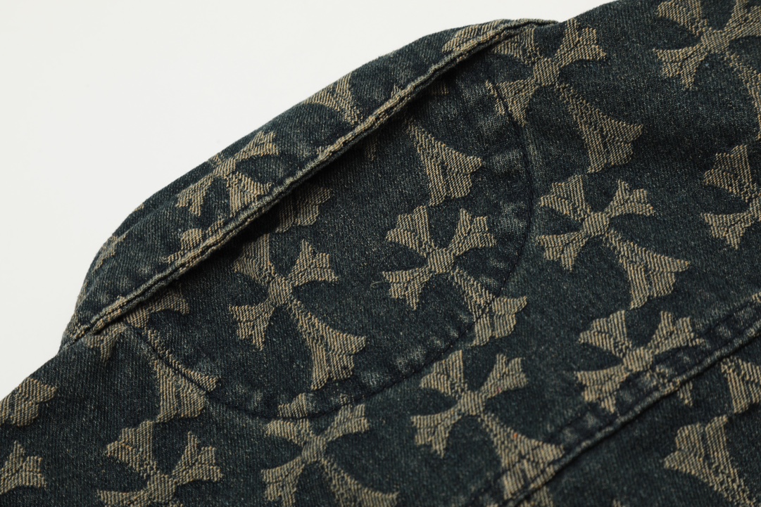 高版本Chrome Hearts克罗心 提花满印十字牛仔外套-Chinese UA Cheap High Quatity Brand Clothes Bags handbags Sneakers wholesale wholesaler seller from China Factory suppliers Fashion Clothing Shoes best Quality Beautiful Price 高版本Chrome Hearts克罗心 提花满印十字牛仔外套