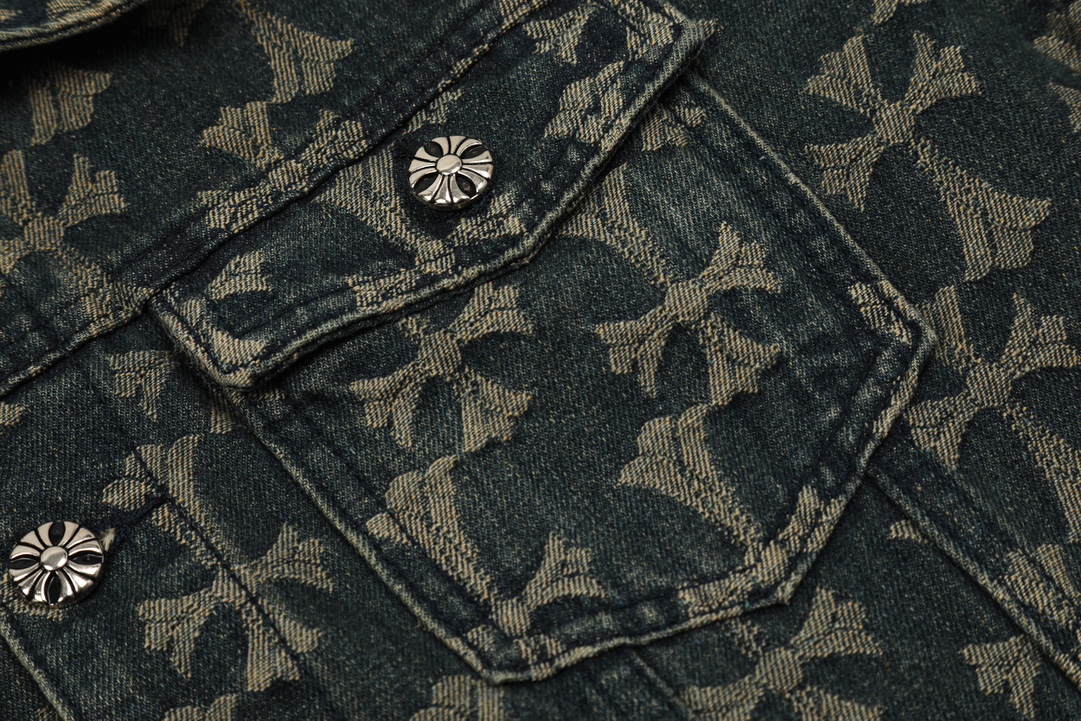 高版本Chrome Hearts克罗心 提花满印十字牛仔外套-Chinese UA Cheap High Quatity Brand Clothes Bags handbags Sneakers wholesale wholesaler seller from China Factory suppliers Fashion Clothing Shoes best Quality Beautiful Price 高版本Chrome Hearts克罗心 提花满印十字牛仔外套