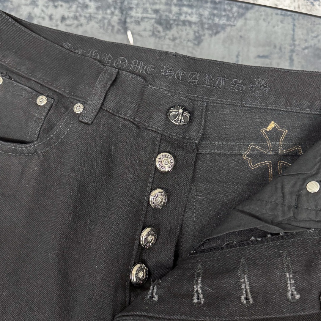 高版本Chrome Hearts克罗心 Sex Records系列 拼皮豹纹十字牛仔裤